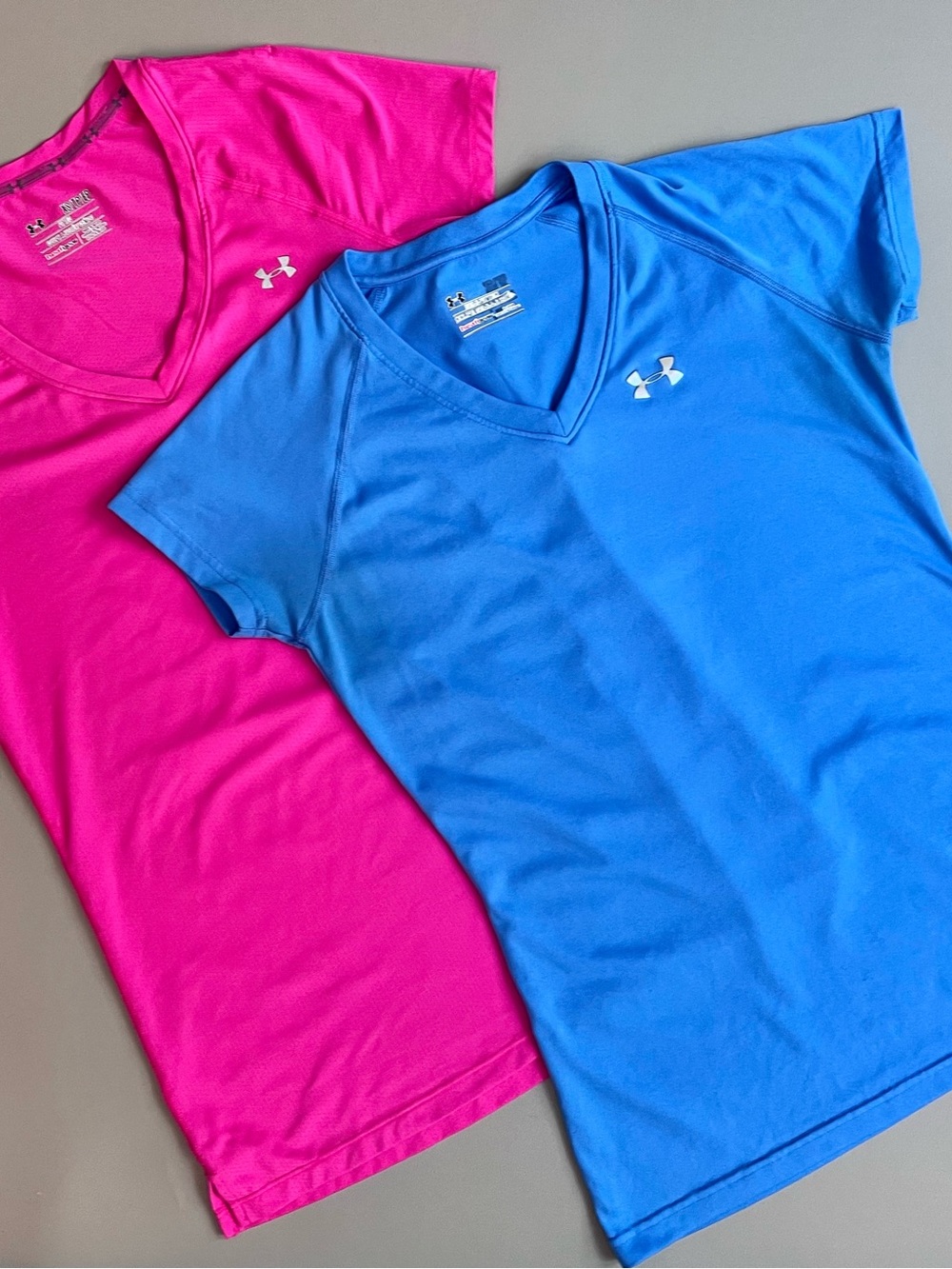 Under Armour Women's V-Neck Performance Tees - Hot Pink & Bright Blue